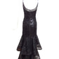 1970s, Black Sequin Net Ball Gown, Size 6