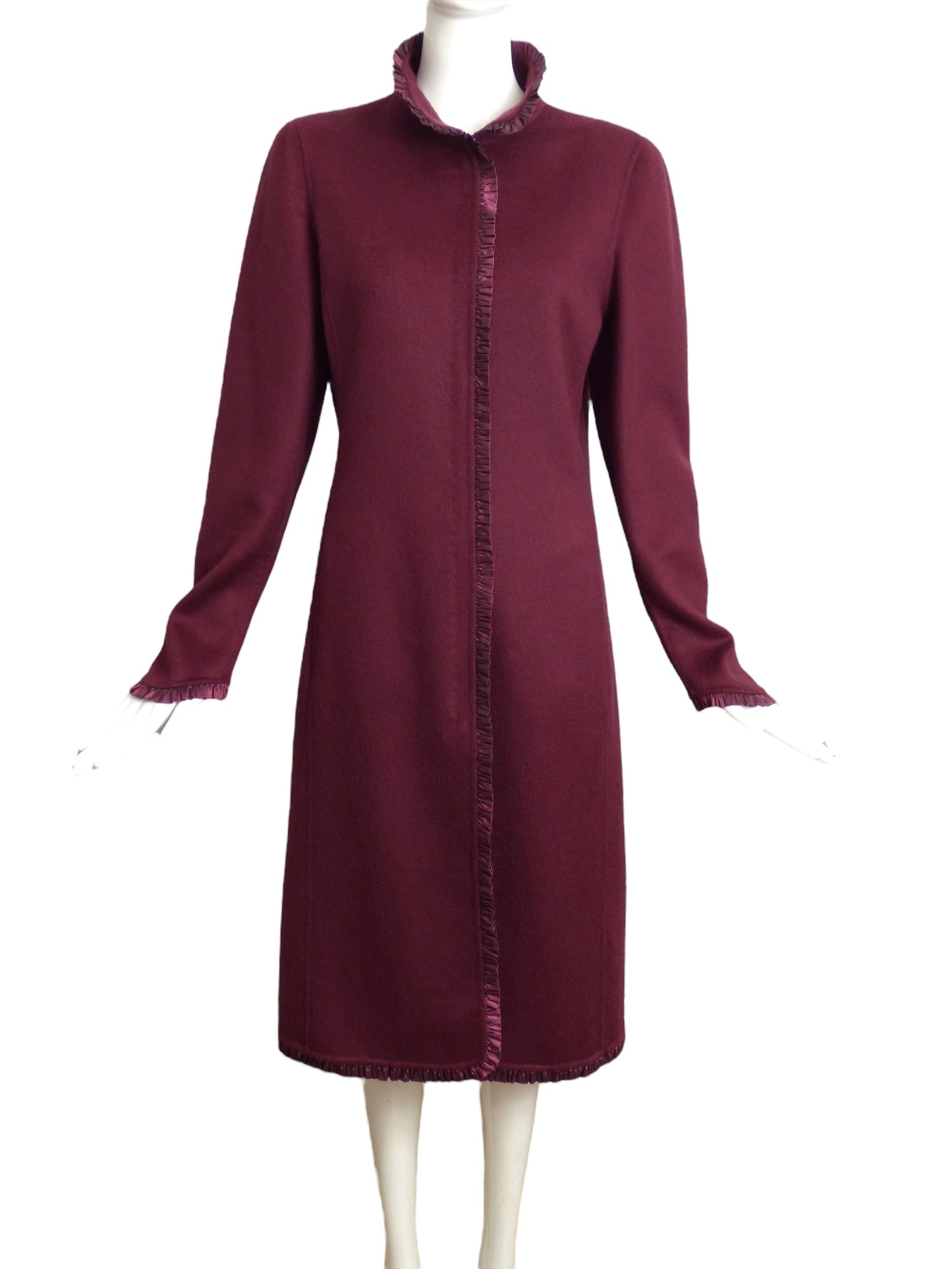 OSCAR DE LA RENTA- Burgundy Cashmere Coat & Skirt Ensemble, Size 8