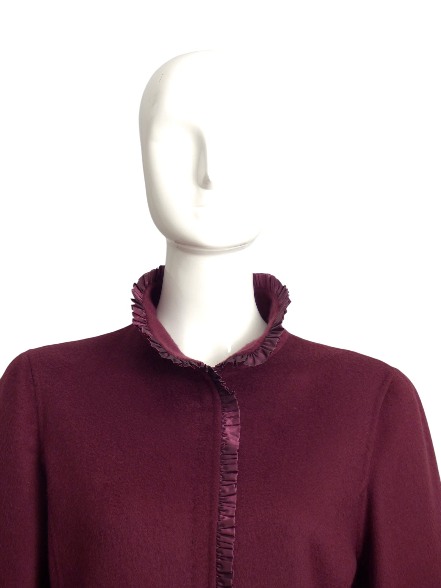 OSCAR DE LA RENTA- Burgundy Cashmere Coat & Skirt Ensemble, Size 8