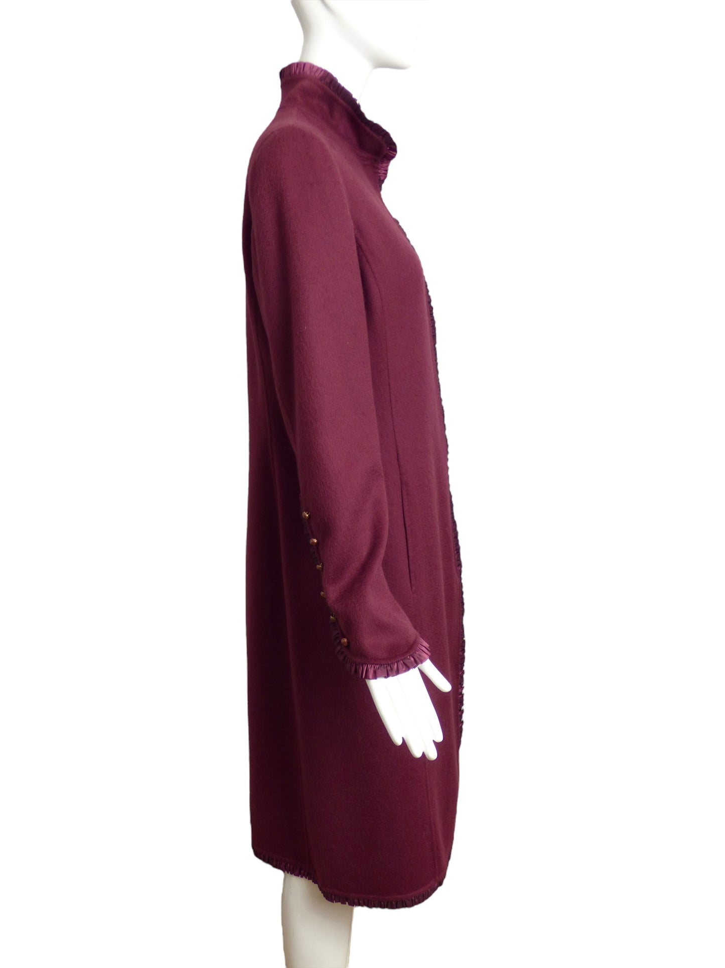 OSCAR DE LA RENTA- Burgundy Cashmere Coat & Skirt Ensemble, Size 8