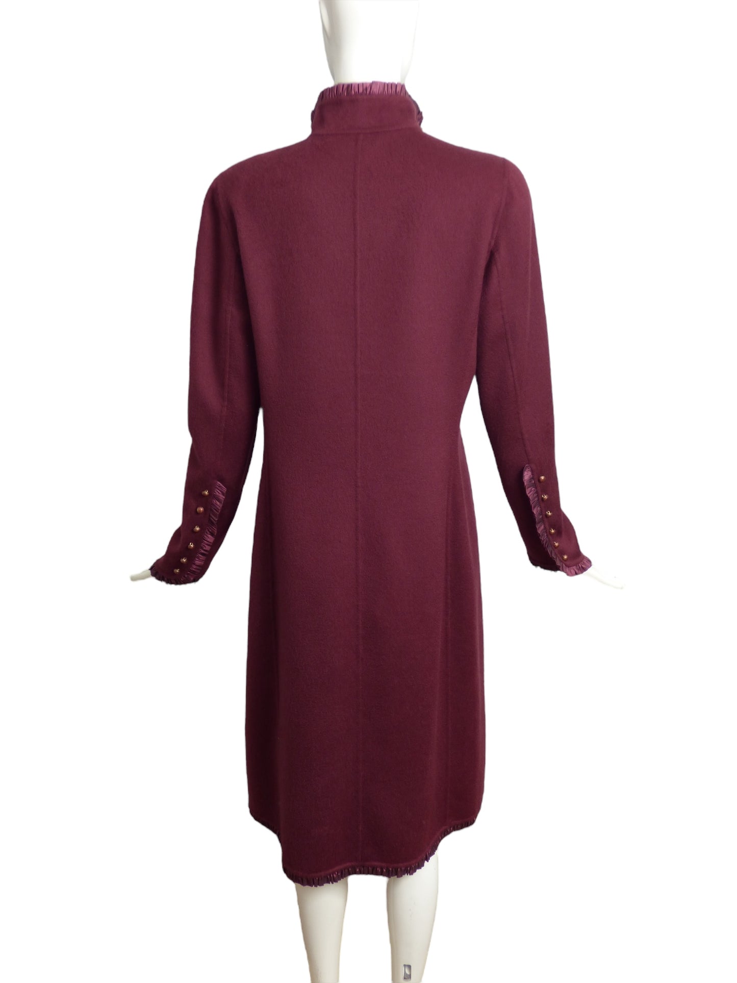 OSCAR DE LA RENTA- Burgundy Cashmere Coat & Skirt Ensemble, Size 8