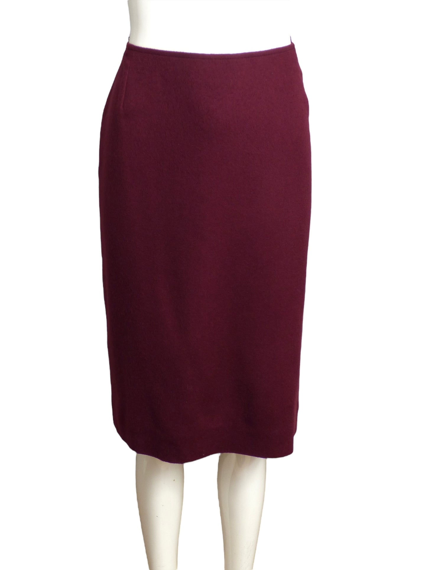 OSCAR DE LA RENTA- Burgundy Cashmere Coat & Skirt Ensemble, Size 8