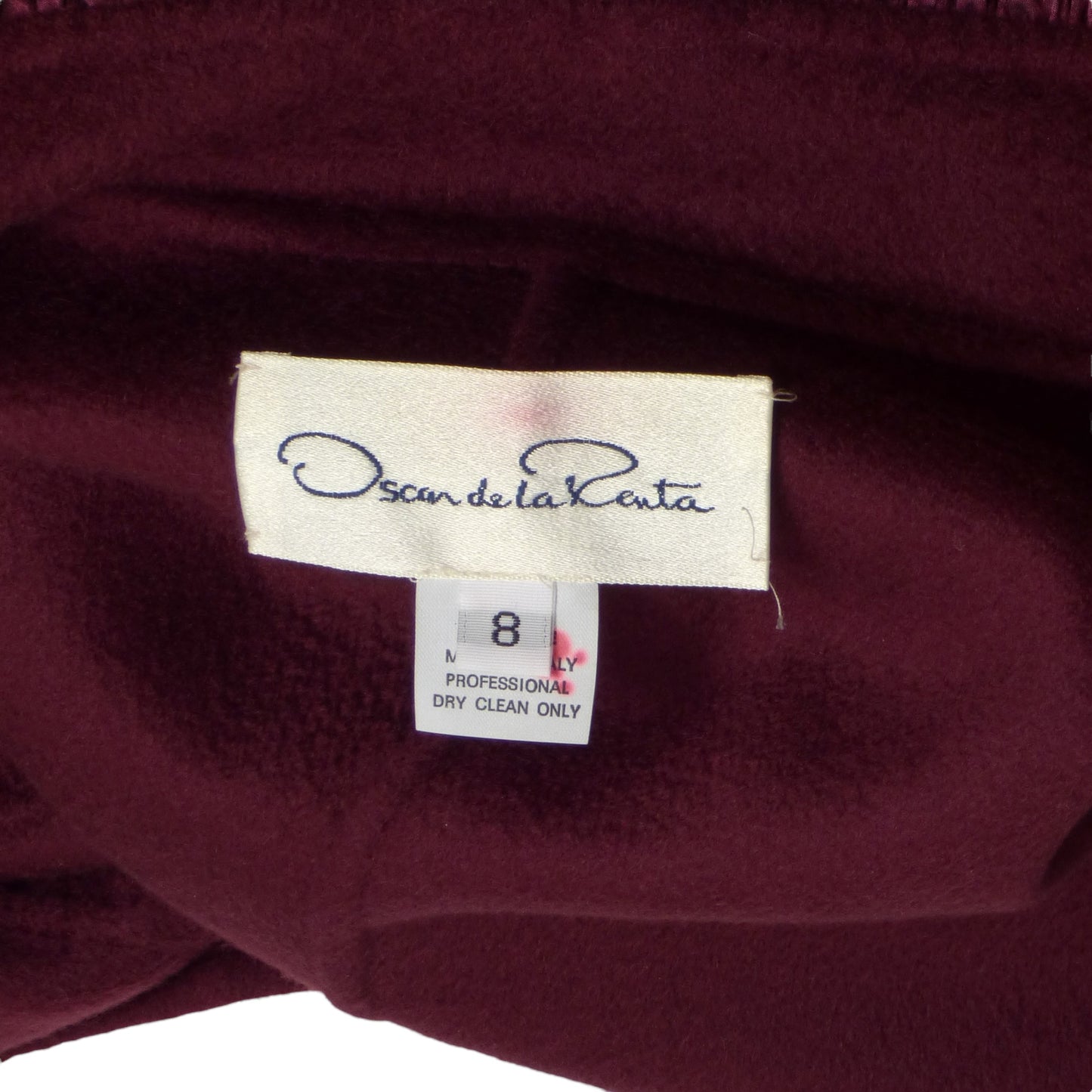 OSCAR DE LA RENTA- Burgundy Cashmere Coat & Skirt Ensemble, Size 8