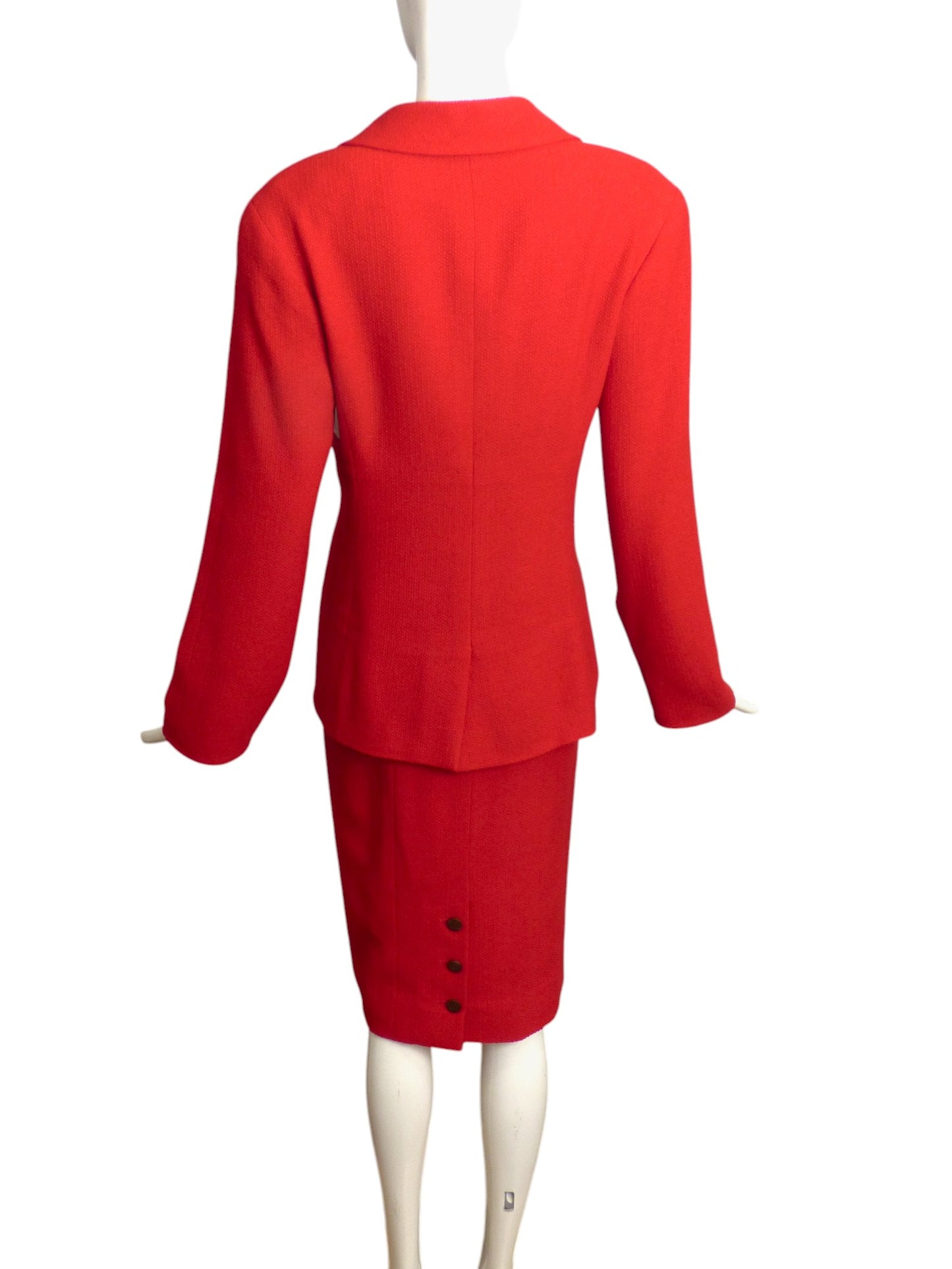 CHANEL BOUTIQUE- 1998 Red Wool Skirt Suit, Size 10