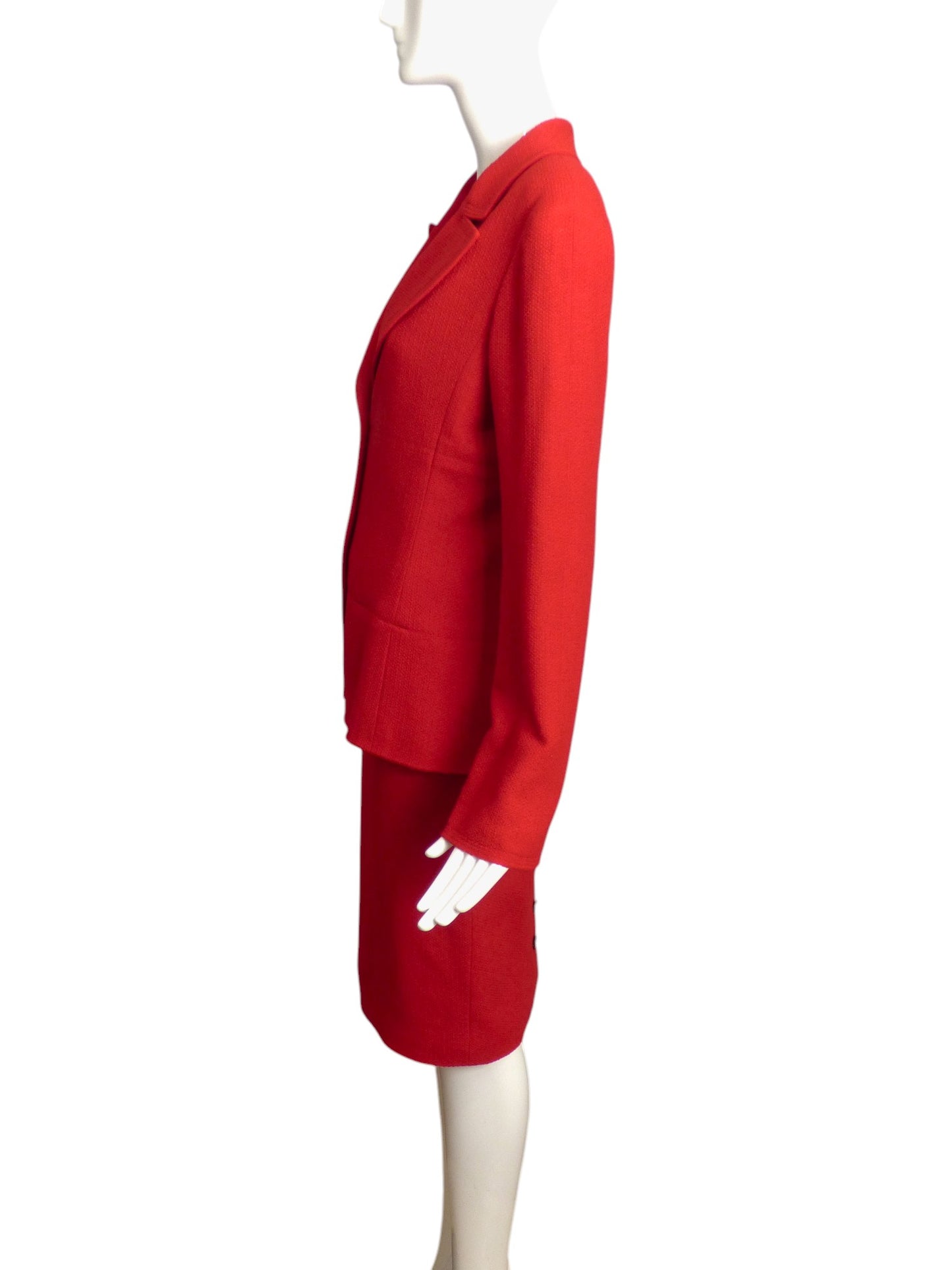 CHANEL BOUTIQUE- 1998 Red Wool Skirt Suit, Size 10