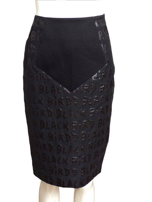 JC de CASTELBAJAC- NWT Black Bird Pencil Skirt, Size 4