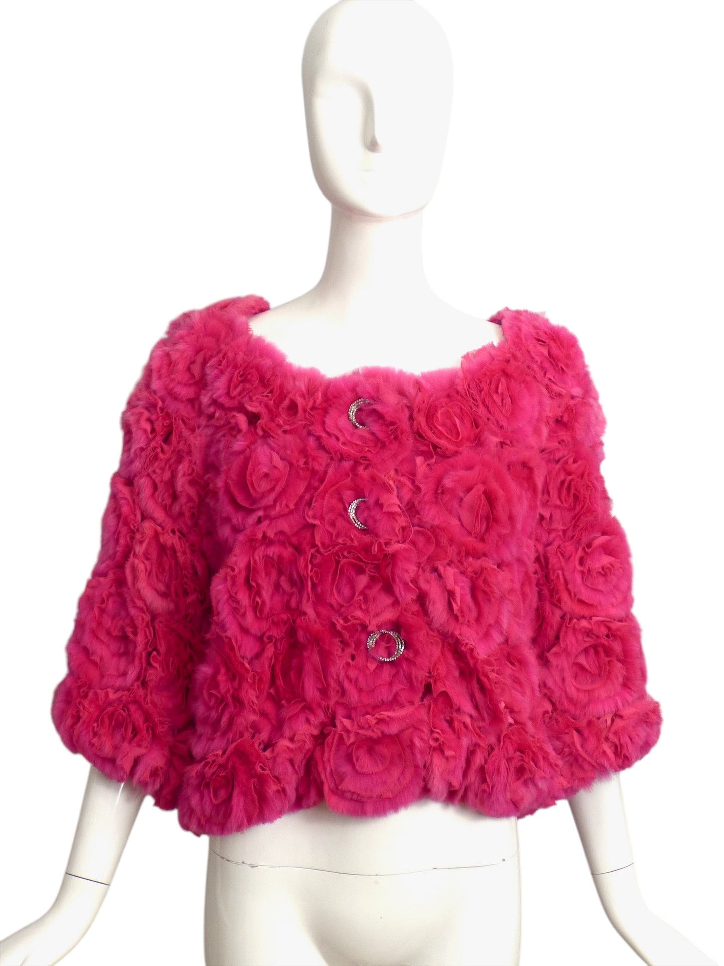 LOU ANDREA- NWT Pink Fur Rosette Jacket, Size 8