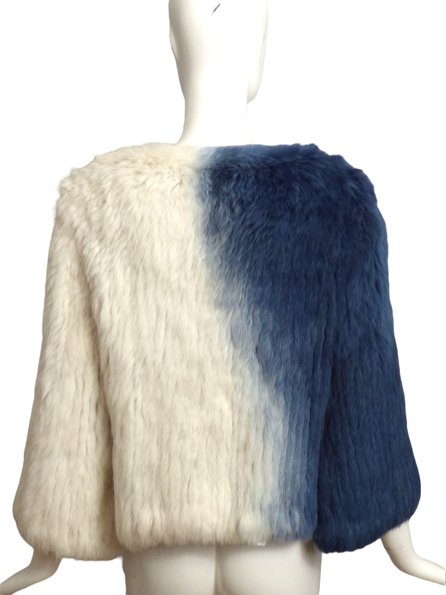 LOU ANDREA- NWT Multi Color Rabbit Fur Jacket, Size 6