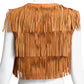 PELLESSIMO PARIS- Brown Leather Fringe Vest, Size 8