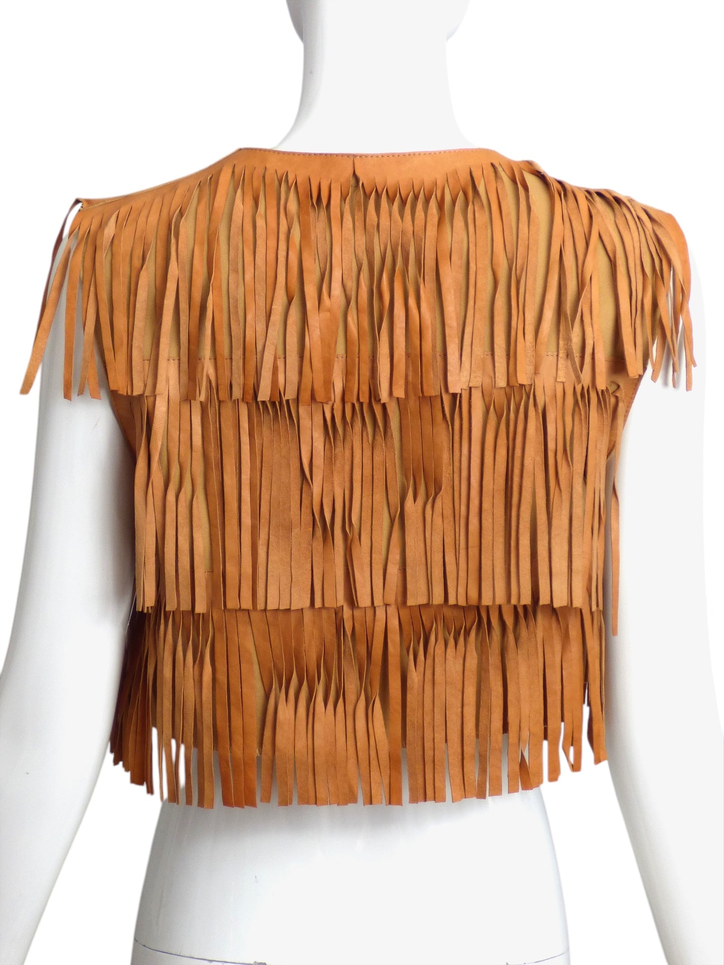 PELLESSIMO PARIS- Brown Leather Fringe Vest, Size 8