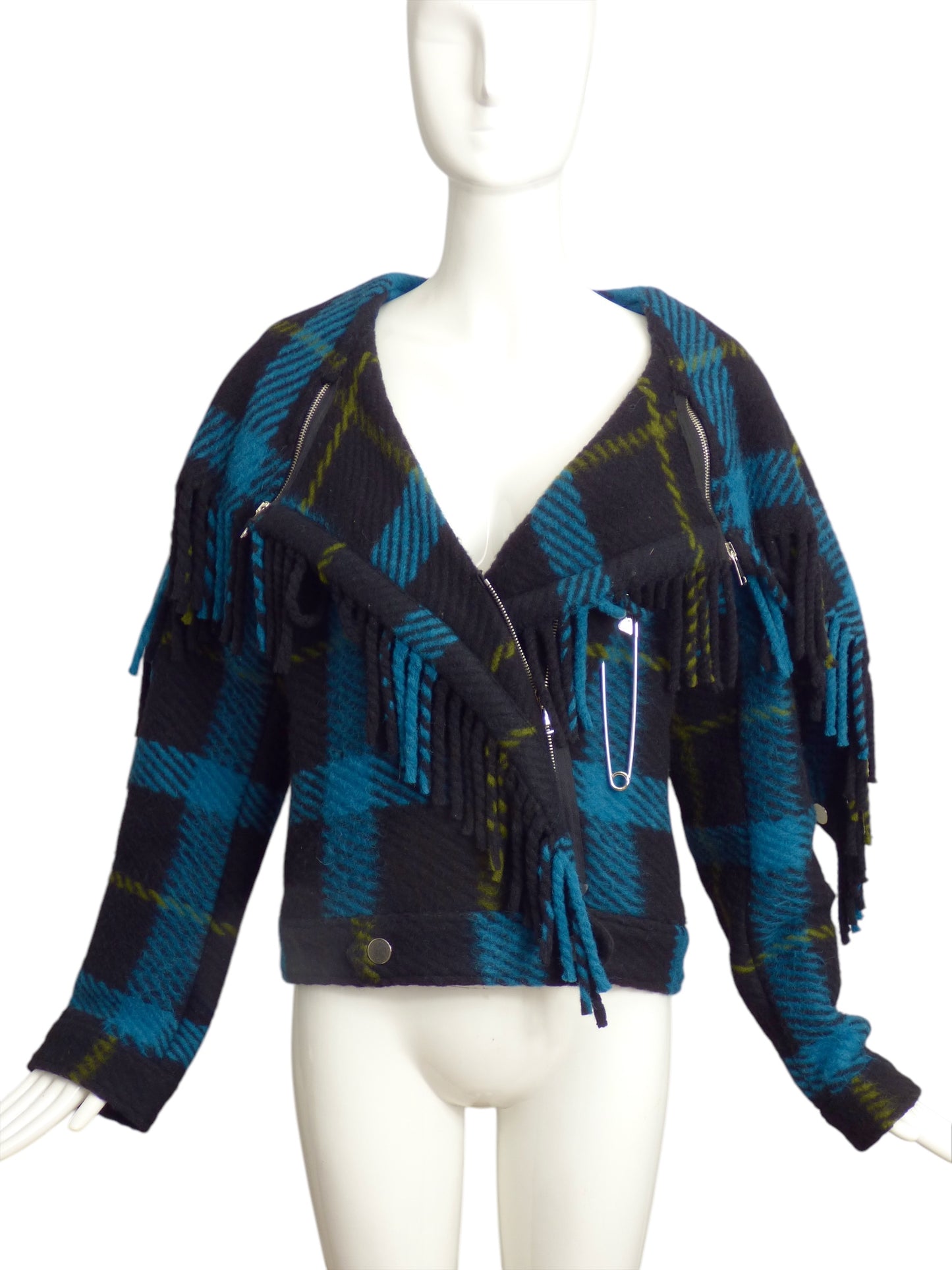 JC de CASTELBAJAC- NWT Wool  Plaid  Hooded Jacket, Size 10