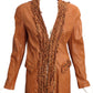 BENEDETTA NOVI- NWT Brown Leather Fringe Jacket, Size 8