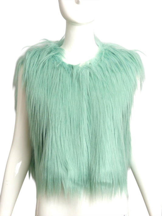 ALABAMA MUSE-NWT Green Faux Fur Vest, Size 10