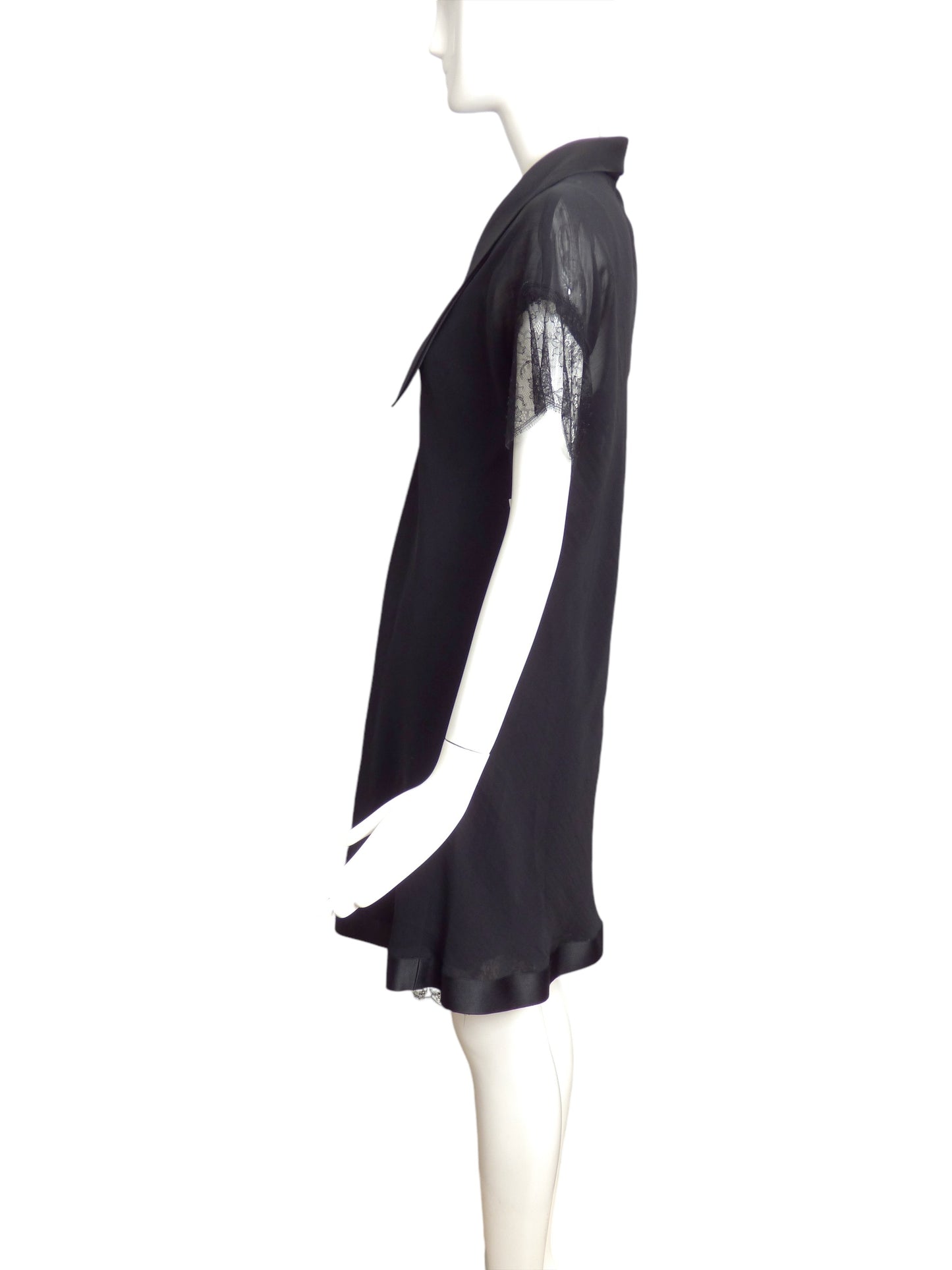 CHANEL-1990s AS IS Black Wool & Lace Dress, Size 6