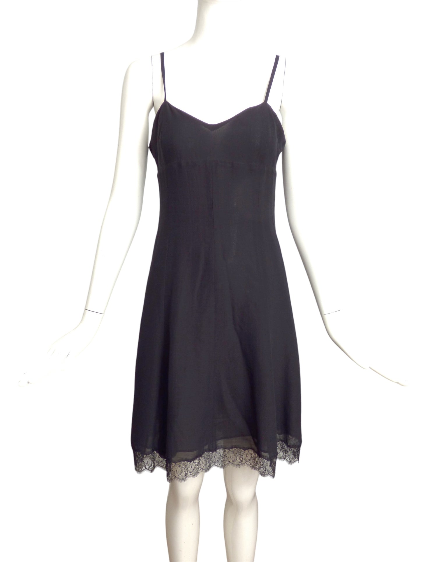 CHANEL-1990s AS IS Black Wool & Lace Dress, Size 6