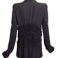 HAIDER ACKERMAN- Black Smocked Silk Blazer, Size 6