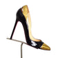 CHRISTIAN LOUBOUTIN- Black & Gold Patent Pumps, Size 37