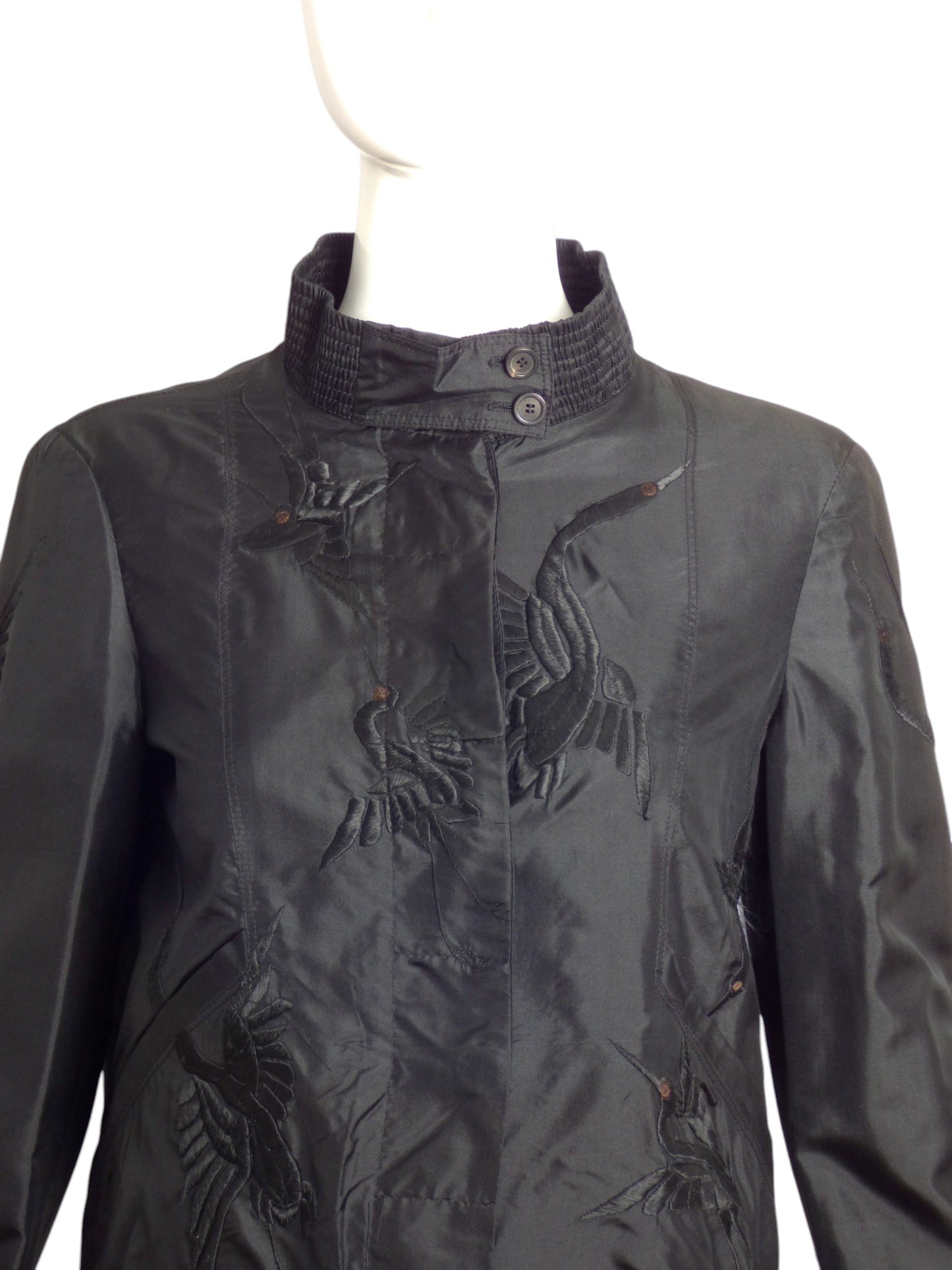 GUCCI- 2002 Black Silk Embroidered Jacket, Size 8