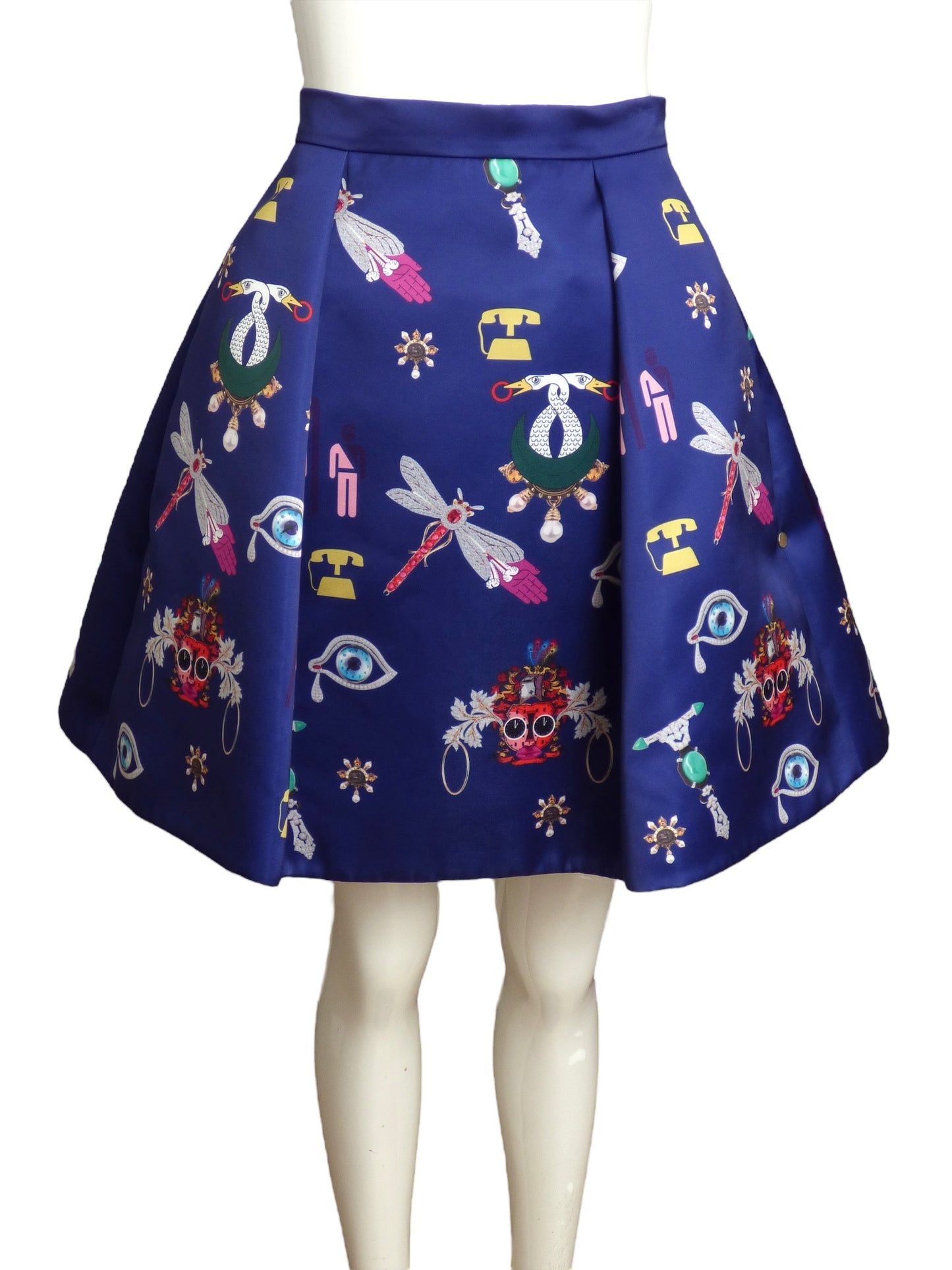 MARY KATRANTZOU- Satin Print Skirt, Size 6