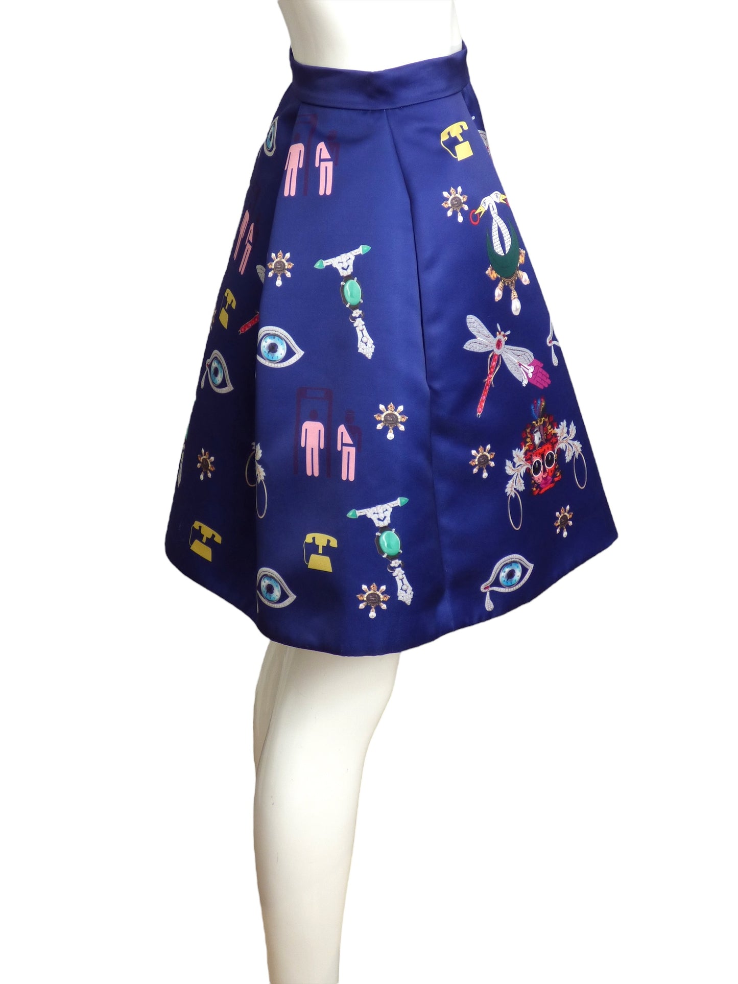 MARY KATRANTZOU- Satin Print Skirt, Size 6