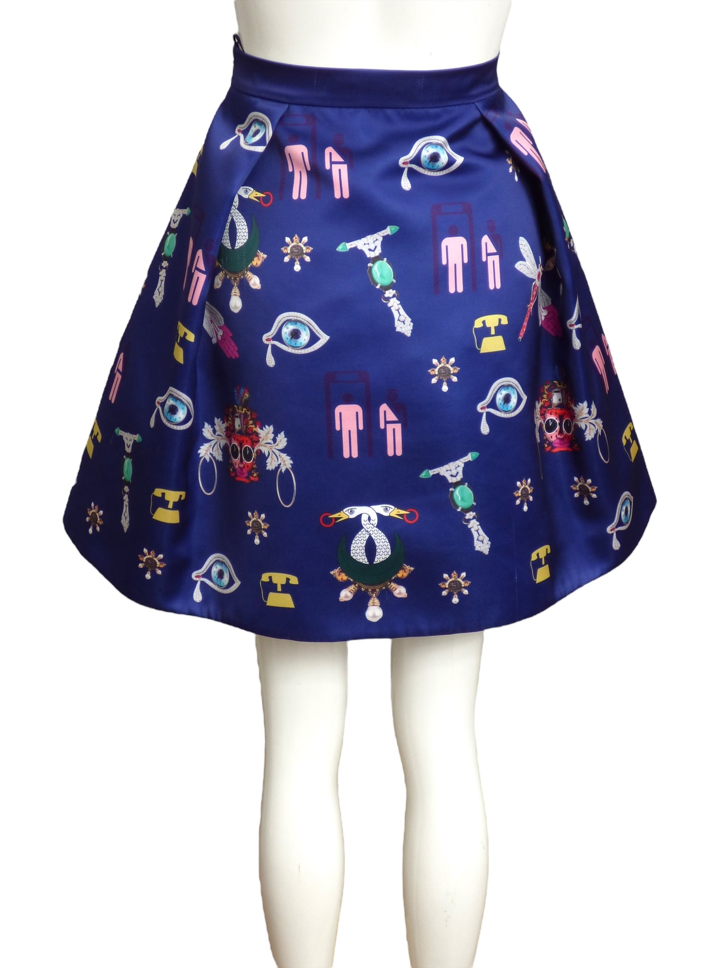 MARY KATRANTZOU- Satin Print Skirt, Size 6