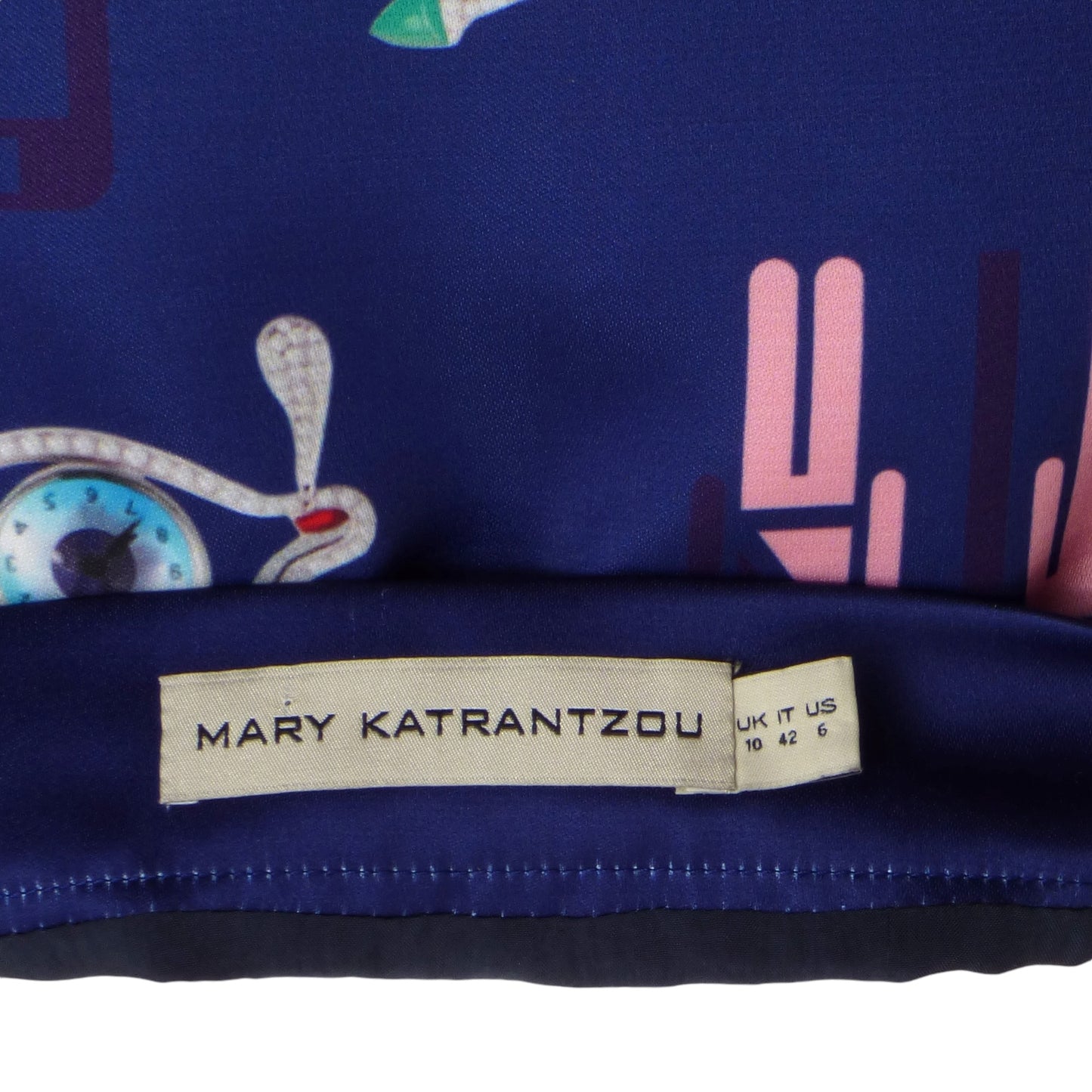 MARY KATRANTZOU- Satin Print Skirt, Size 6