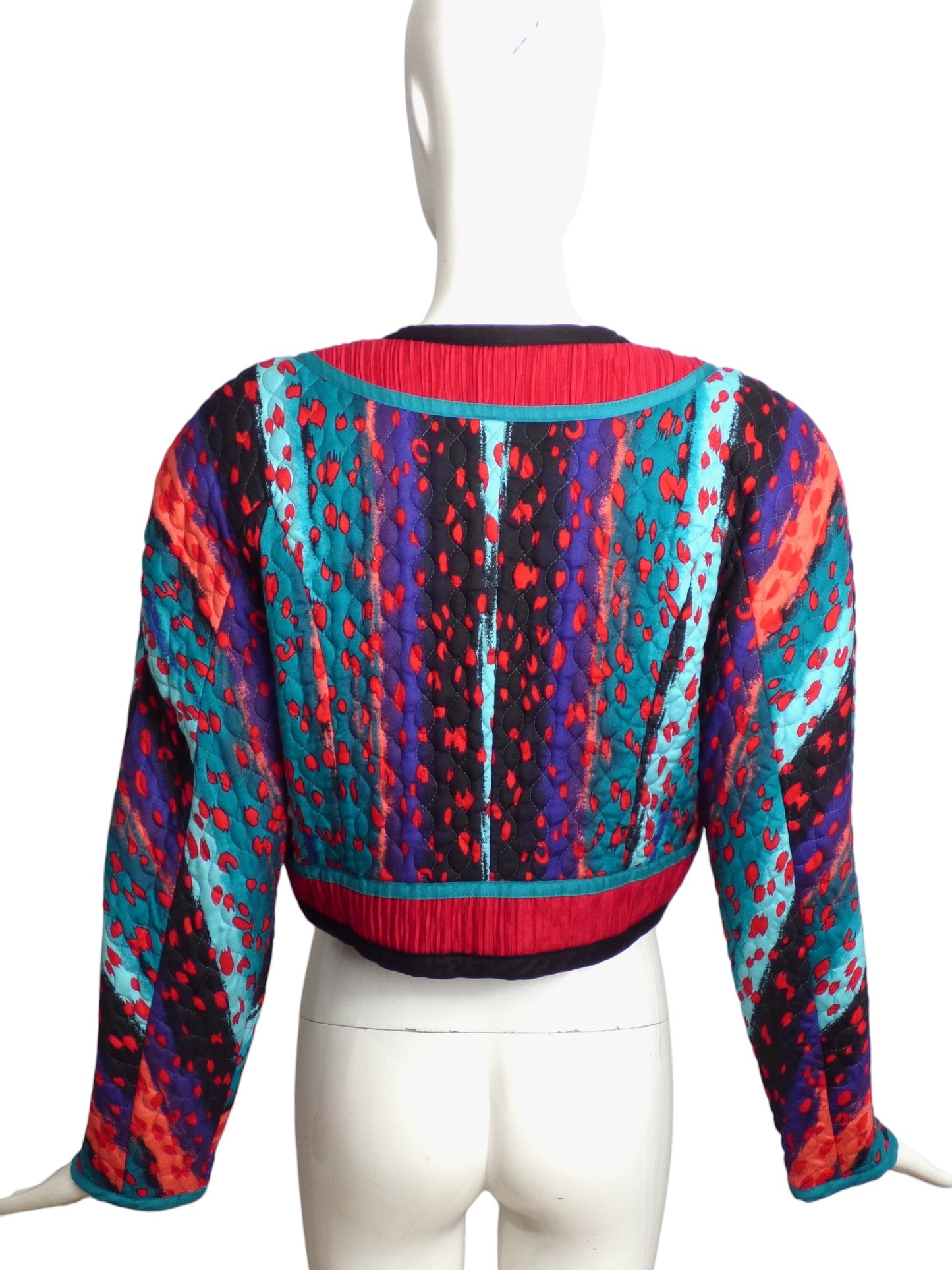 JEANNE MARC- 1980s Multi Color Quilted Bolero Jacket, Size 10