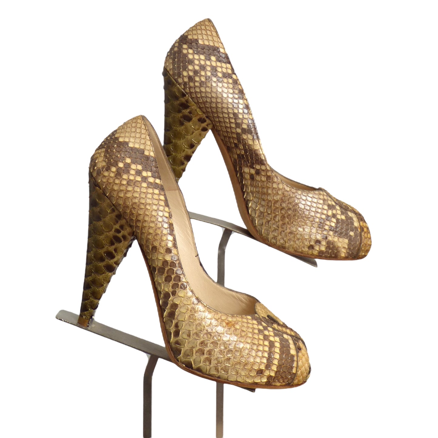 OSCAR DE LA RENTA- Snakeskin Platform Pumps, Size 36.5