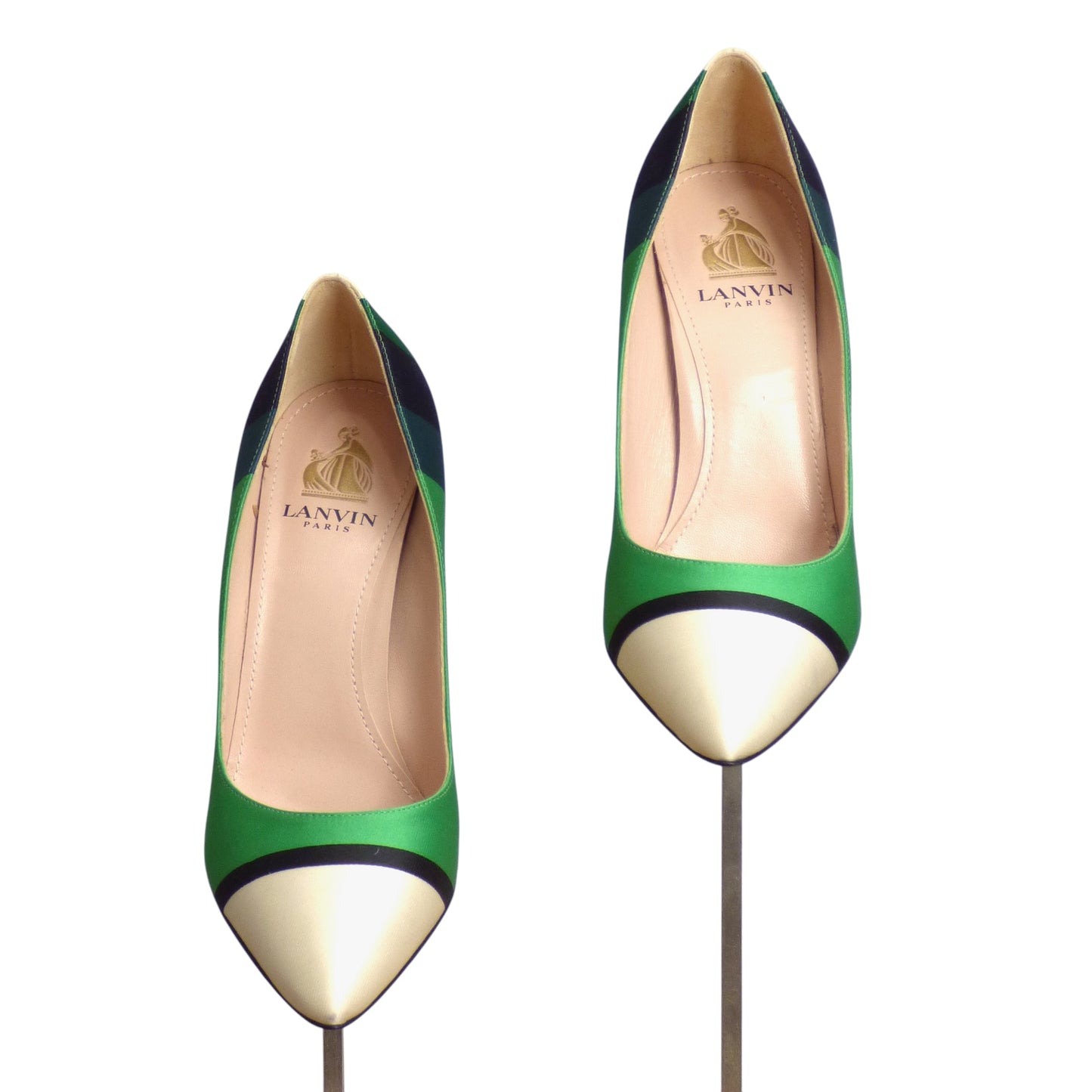 LANVIN- Color Block Silk Pumps, Size 36.5