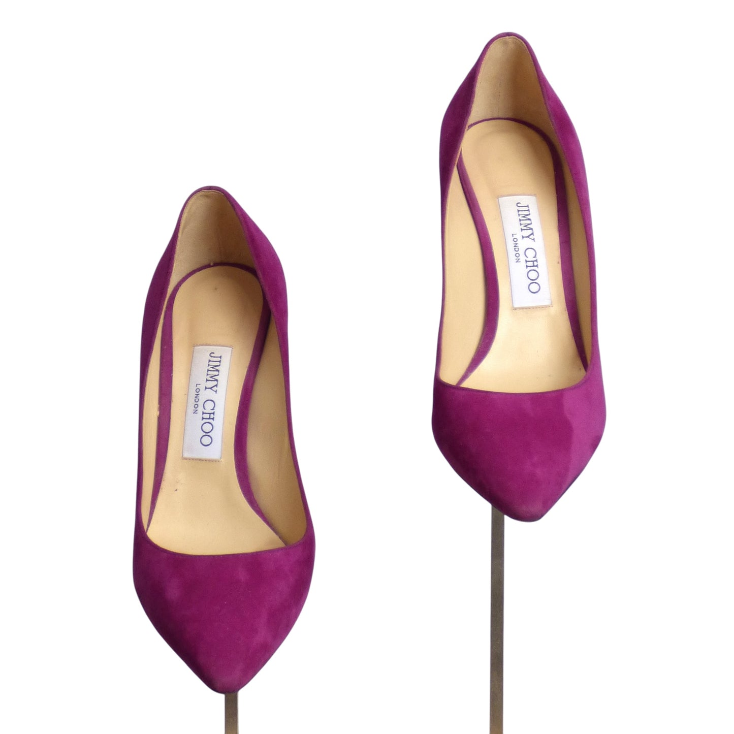 JIMMY CHOO- Raspberry Suede Heels, Size 37