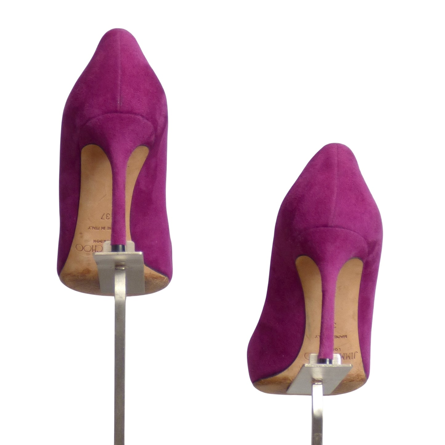 JIMMY CHOO- Raspberry Suede Heels, Size 37