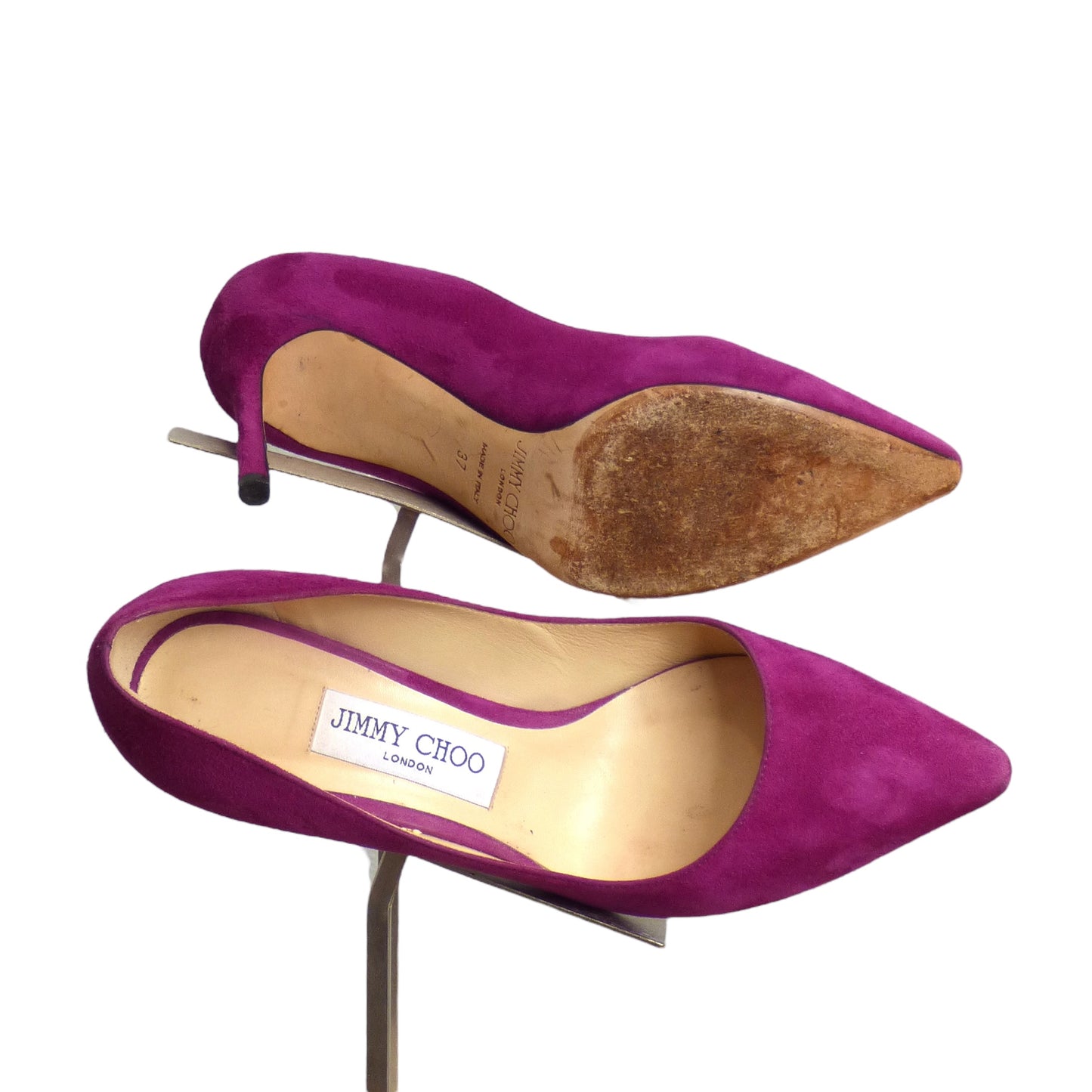 JIMMY CHOO- Raspberry Suede Heels, Size 37