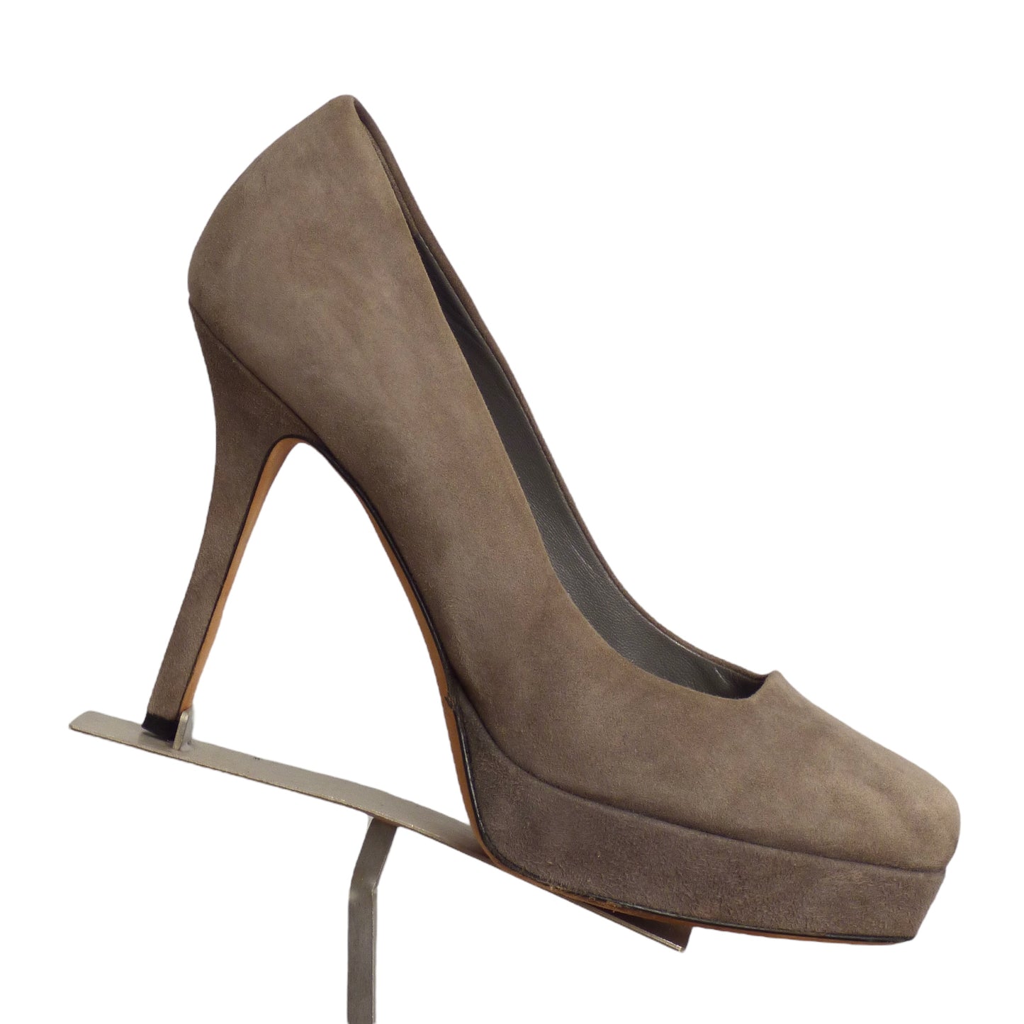 GUCCI- Grey Suede Platform Pumps, Size 36.5