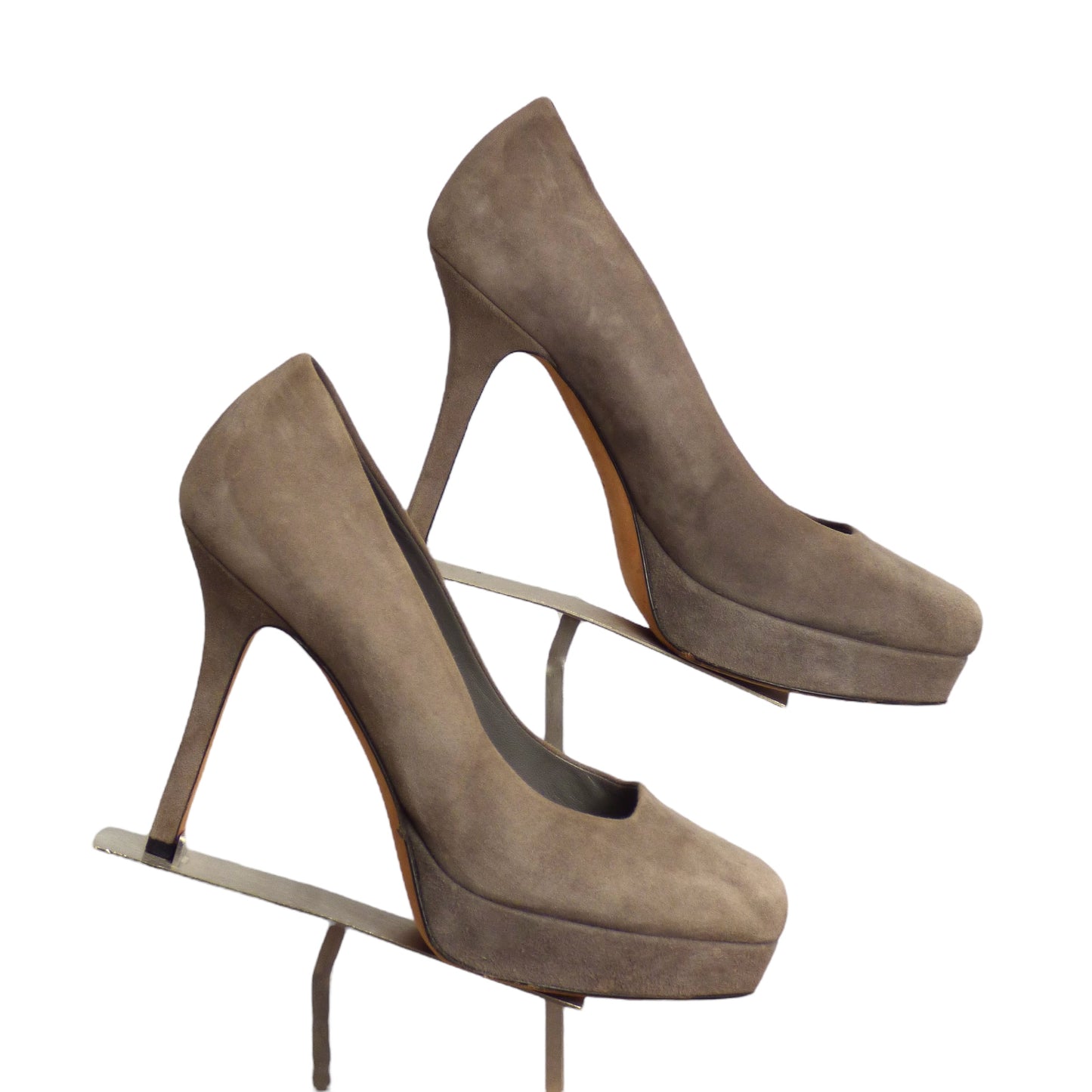 GUCCI- Grey Suede Platform Pumps, Size 36.5