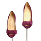 CHRISTIAN LOUBOUTIN- Burgundy Suede Peep Toe Pumps, Size 36.5