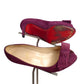 CHRISTIAN LOUBOUTIN- Burgundy Suede Peep Toe Pumps, Size 36.5