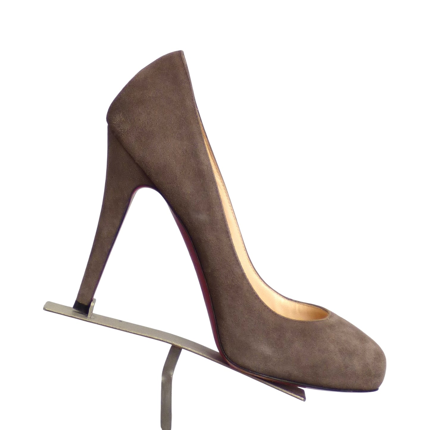 CHRISTIAN LOUBOUTIN- Gray Suede Pumps, Size 36