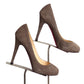 CHRISTIAN LOUBOUTIN- Gray Suede Pumps, Size 36