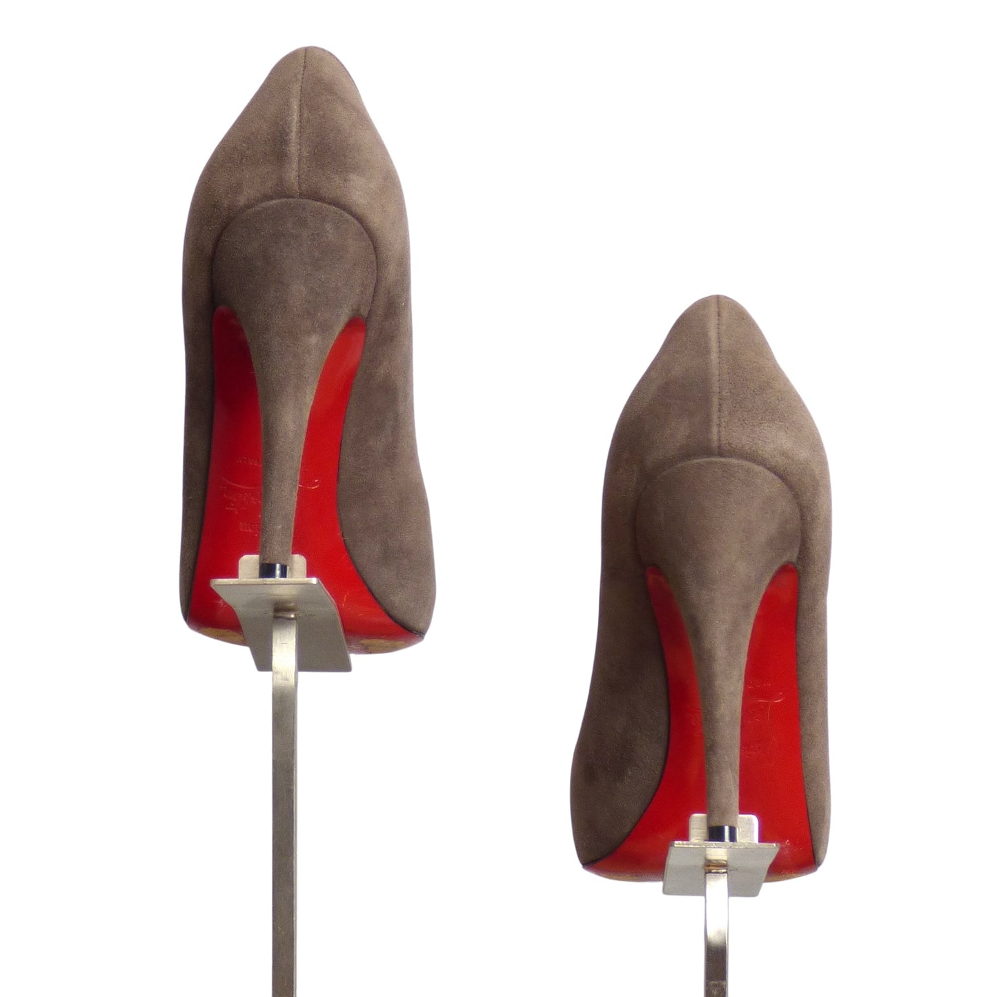 CHRISTIAN LOUBOUTIN- Gray Suede Pumps, Size 36