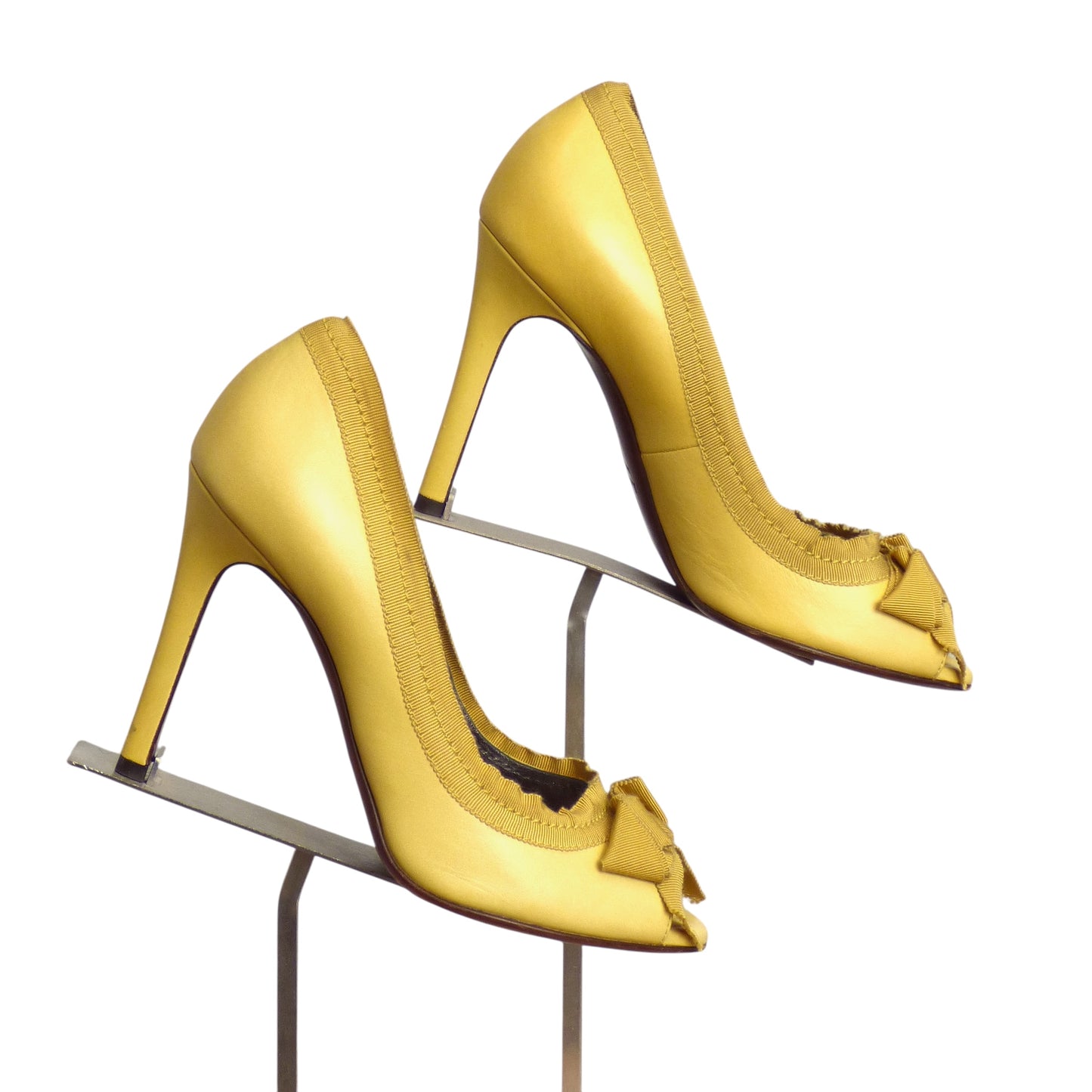 LANVIN- Yellow Leather & Ribbon Pumps, Size 37