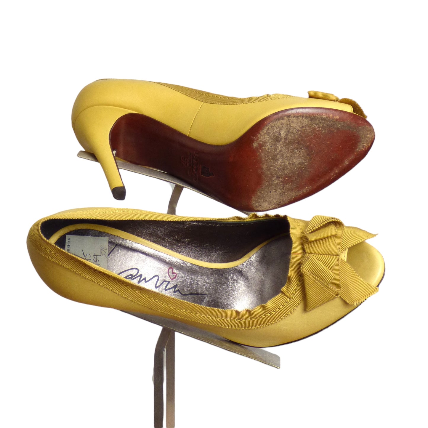 LANVIN- Yellow Leather & Ribbon Pumps, Size 37