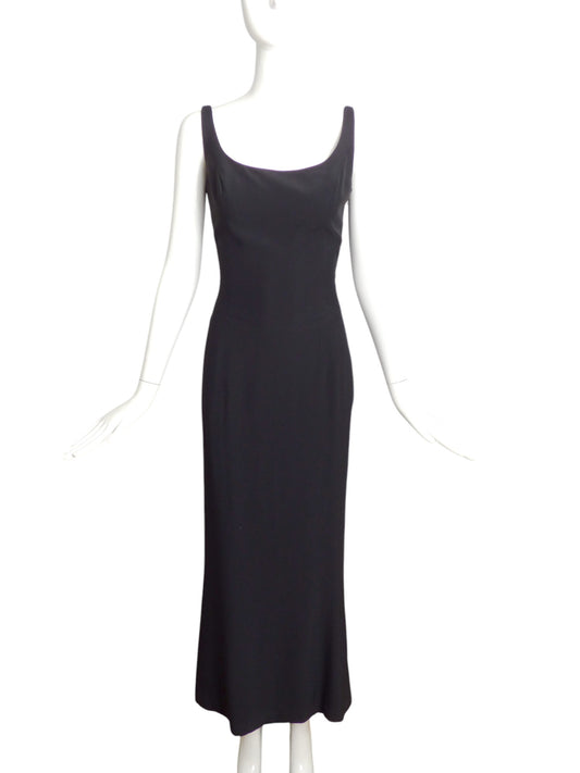 CLAUDE MONTANA- 1990s Black Crepe Evening Gown, Size 6