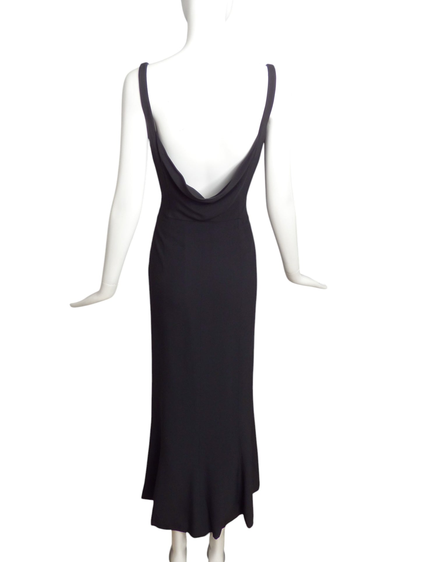 CLAUDE MONTANA- 1990s Black Crepe Evening Gown, Size 6