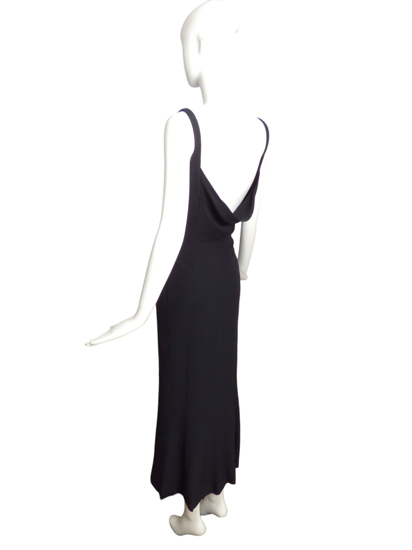 CLAUDE MONTANA- 1990s Black Crepe Evening Gown, Size 6