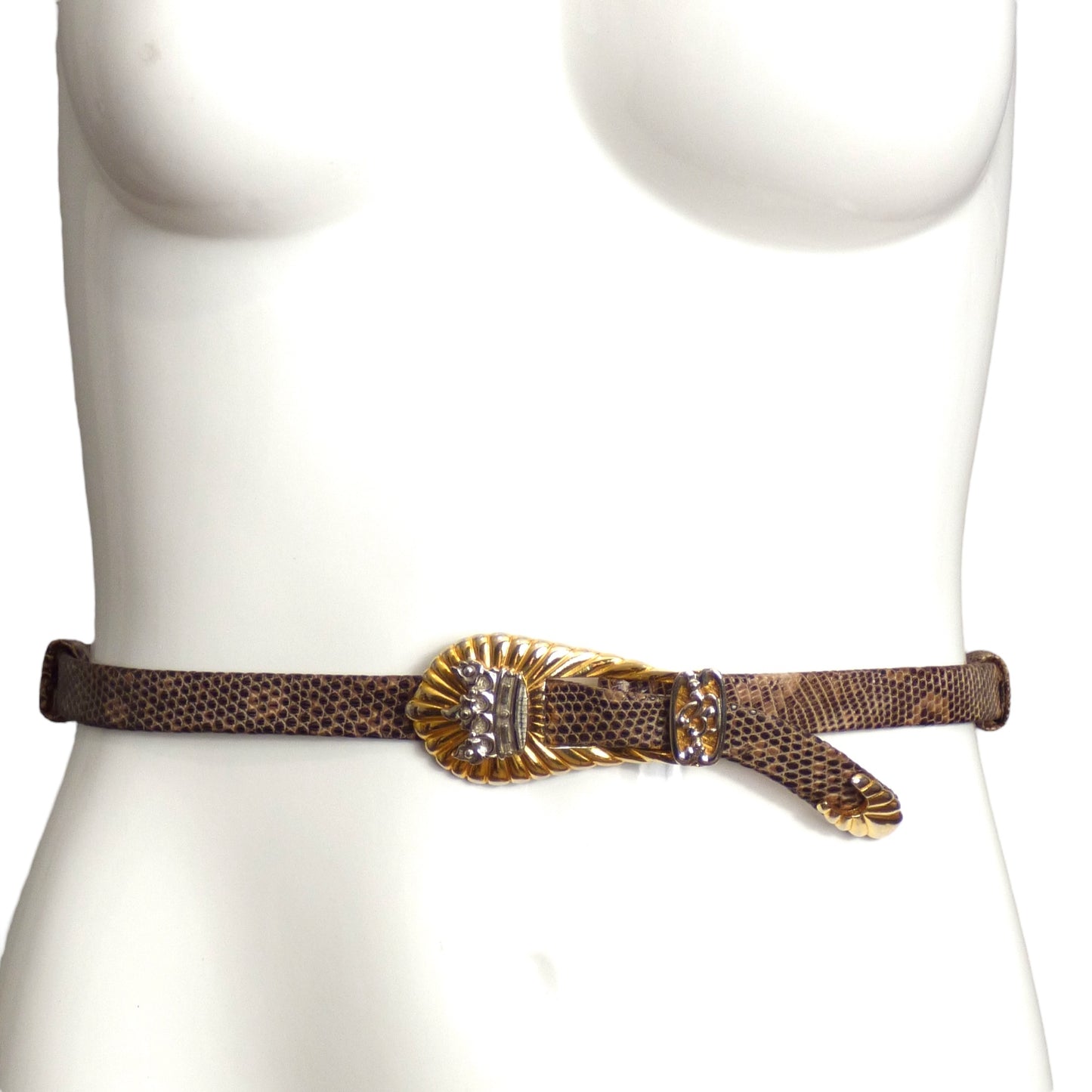 JUDITH LEIBER- 1980s Snakeskin Adjustable Belt