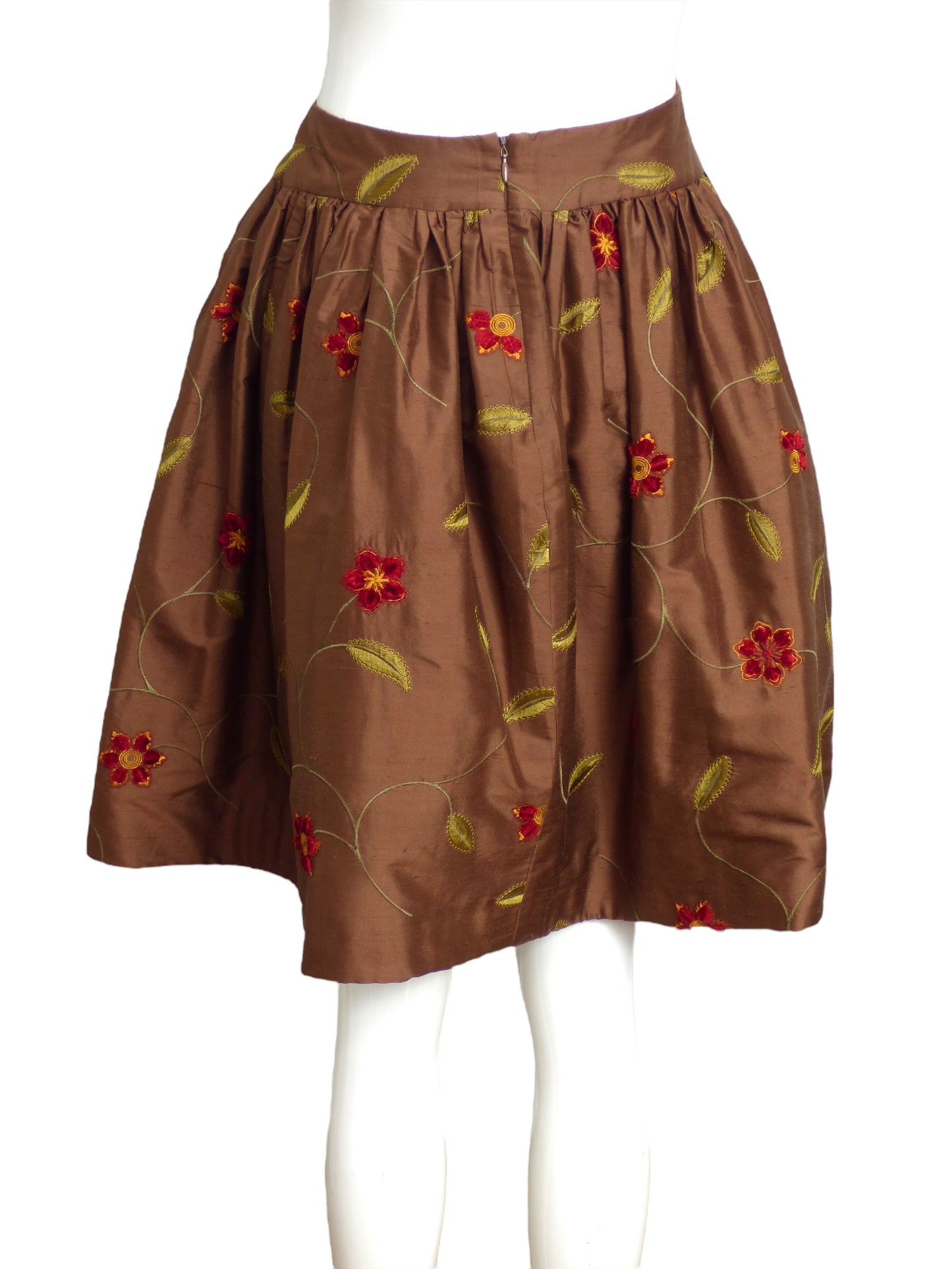 BILL BLASS- 1990s Silk Embroidered Skirt, Size 8