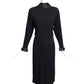 RIZKALLAH- 1980s Black Wool & Satin Reverse Tuxedo Dress, Size 4