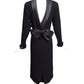 RIZKALLAH- 1980s Black Wool & Satin Reverse Tuxedo Dress, Size 4