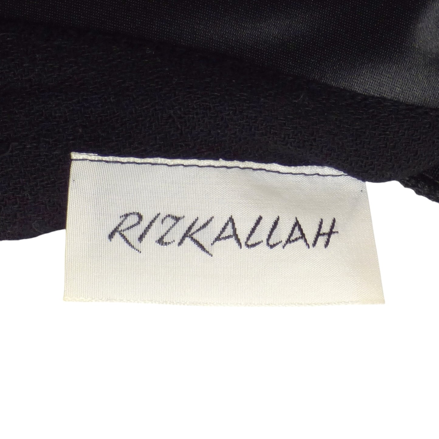 RIZKALLAH- 1980s Black Wool & Satin Reverse Tuxedo Dress, Size 4