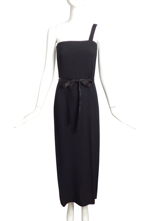 BILL BLASS- 1970s Black Crepe Evening Gown, Size 2